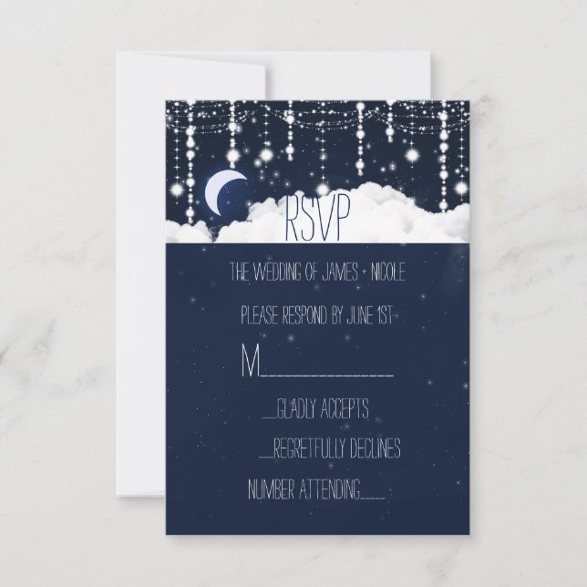Cartes de réponse de mariage céleste avec nuages e (Devant)