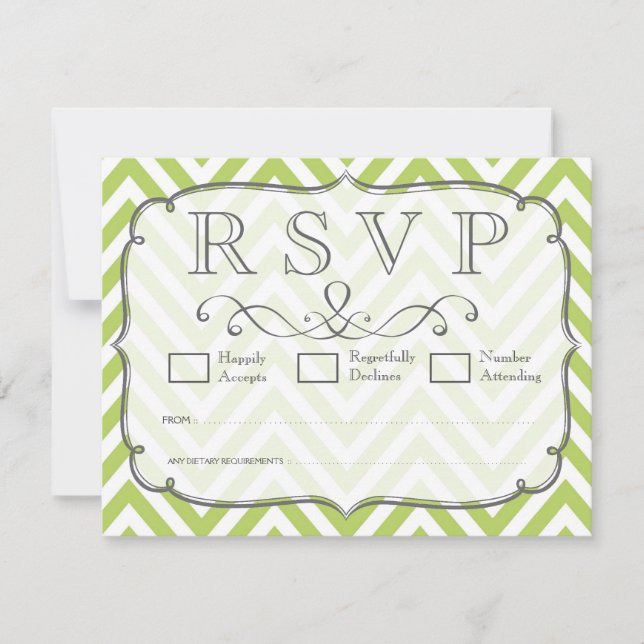 Cartes de réponse de mariage Chevron vert pousses  (Devant)