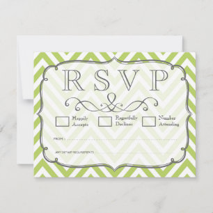 Cartes de réponse de mariage Chevron vert pousses 