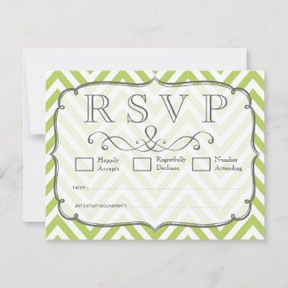 Cartes de réponse de mariage Chevron vert pousses