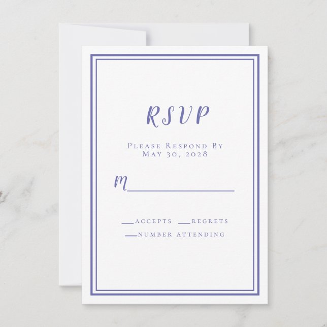 Cartes de réponse de mariage chic bleu pérywinkle  (Devant)