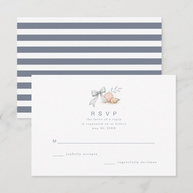 Cartes de réponse de mariage Coquillages & Cloches (Devant / Derrière)