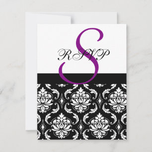 Cartes de réponse de mariage Damas violet