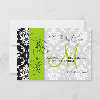 Cartes de réponse de mariage Damassé Monogramme Ve