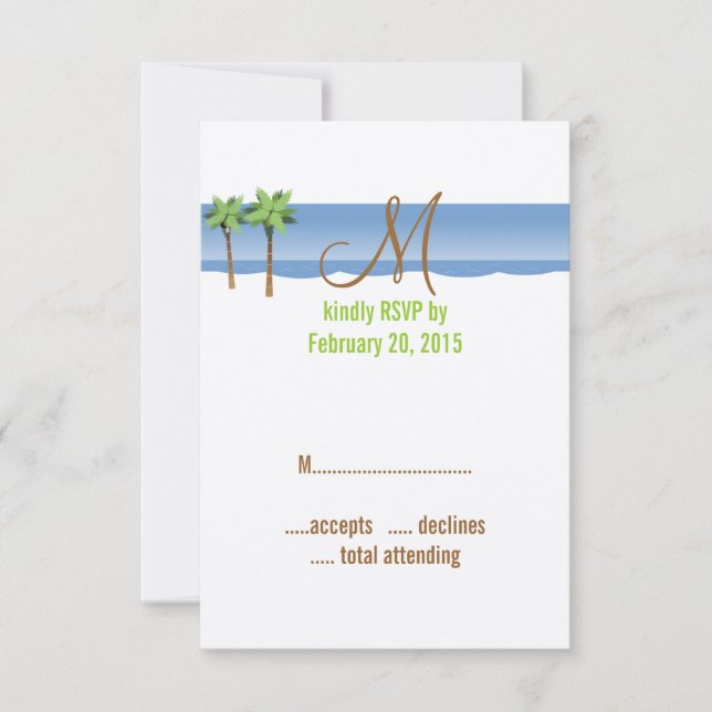 Cartes de réponse de mariage de destination avec p (Devant)