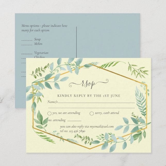 Cartes de réponse de mariage de jardin botanique f (Devant / Derrière)