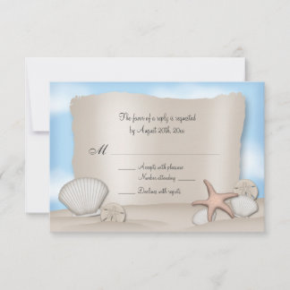 Cartes de réponse de mariage de plage