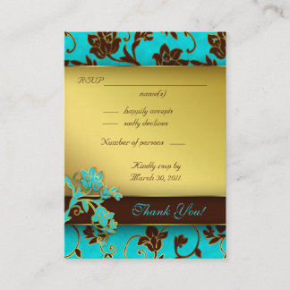 Cartes de réponse de mariage élégant Or Floral BB