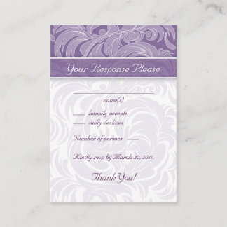 Cartes de réponse de mariage élégante feuille flor