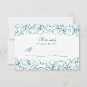 Cartes de réponse de mariage élégantes avec des vo