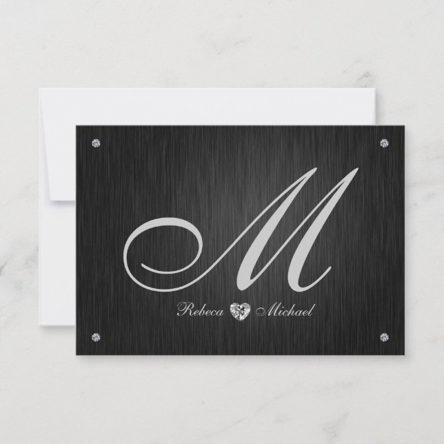 Cartes de réponse de mariage élégantes avec monogr (Devant)