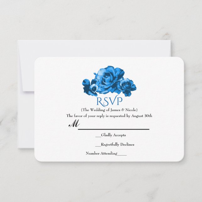 Cartes de réponse de mariage élégantes avec roses  (Devant)