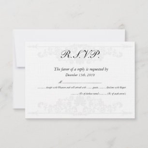 Cartes de réponse de mariage élégantes blanc/argen