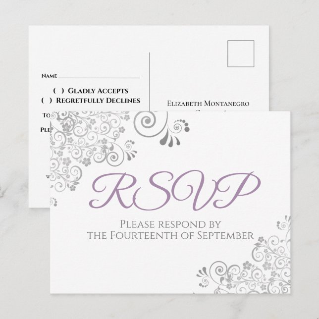 Cartes de réponse de mariage élégantes et simples  (Devant / Derrière)