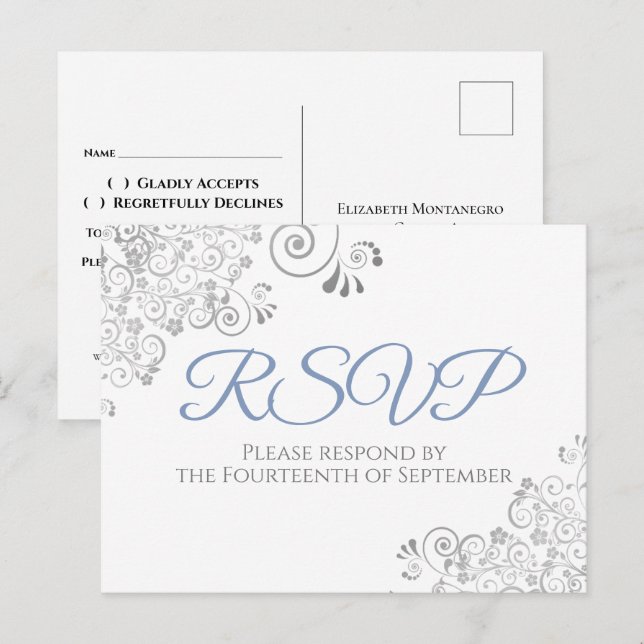 Cartes de réponse de mariage élégantes et simples  (Devant / Derrière)