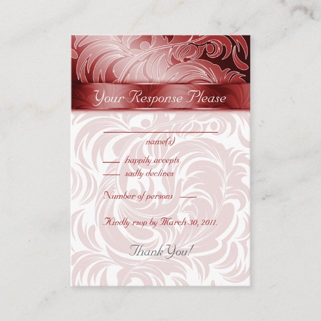 Cartes de réponse de mariage élégantes Feuille flo (Devant)