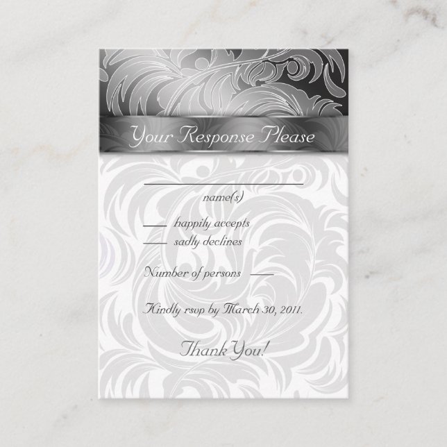 Cartes de réponse de mariage élégantes Feuille flo (Devant)