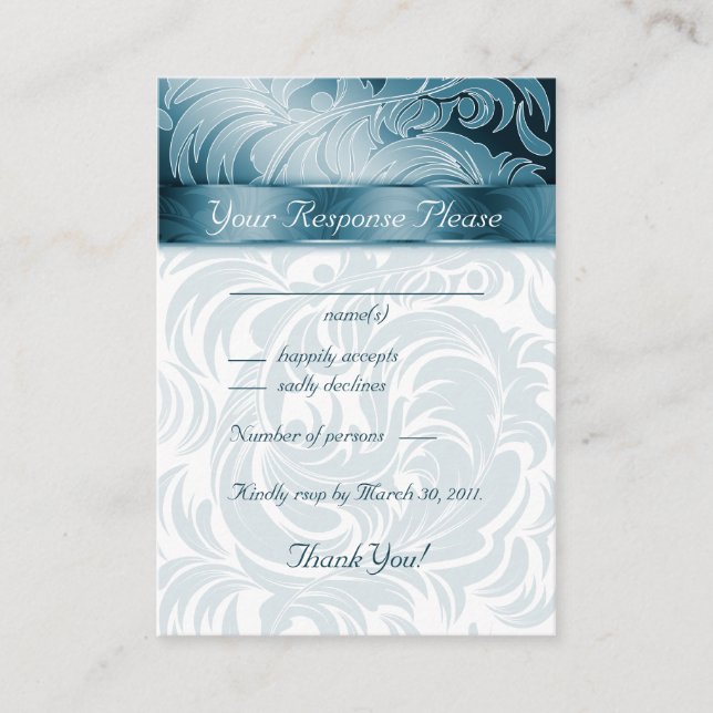 Cartes de réponse de mariage élégantes Feuille flo (Devant)