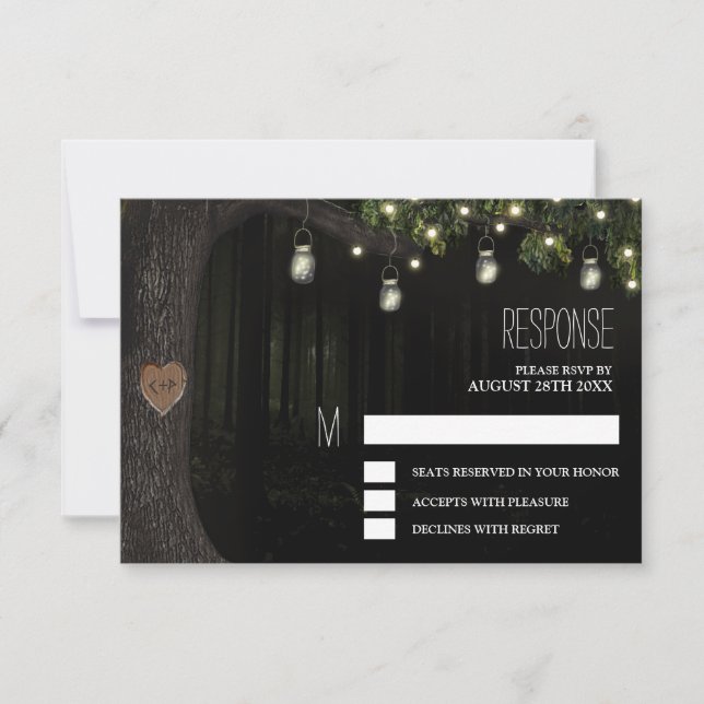 Cartes de réponse de mariage en bocal enchanté ave (Devant)