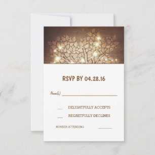 Cartes de réponse de mariage en bois rustique avec