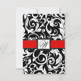 Cartes de réponse de mariage en damas noir et roug