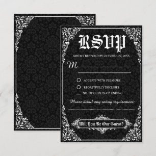 Cartes de réponse de mariage en damas victorien go