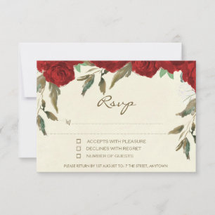 Cartes de réponse de mariage en fleurs de roses ro
