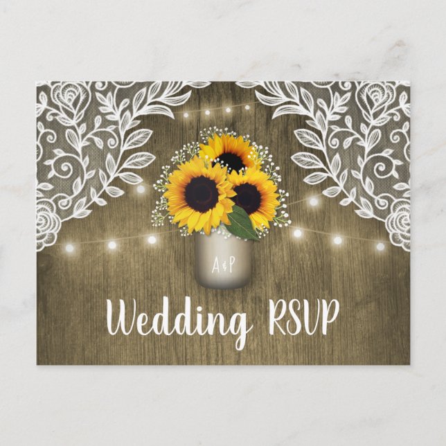 Cartes de réponse de mariage en pot de fleurs tour (Devant)