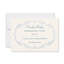 Cartes de réponse de mariage en toile de Jouy vint