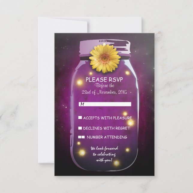 Cartes de réponse de mariage fantaisistes avec boc (Devant)