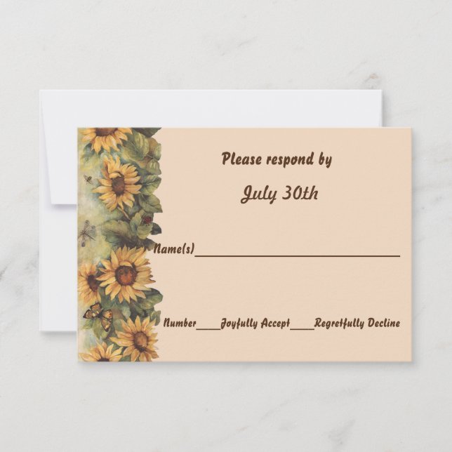 Cartes de réponse de mariage Fleurs de tournesol e (Devant)