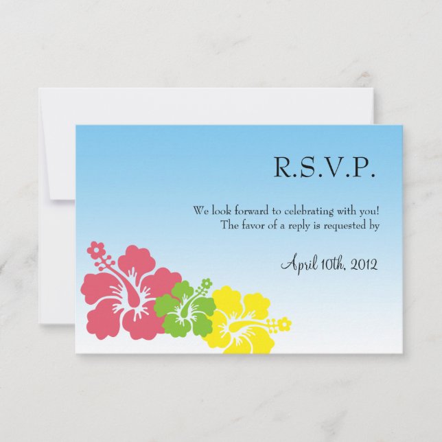 Cartes de réponse de mariage fleurs d'hibiscus haw (Devant)