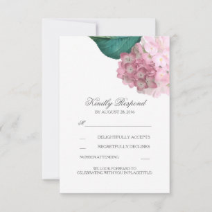 Cartes de réponse de mariage floral d'hortensia ro