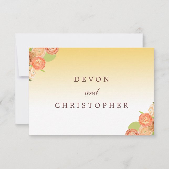 Cartes de réponse de Mariage floral Ombre (Devant)