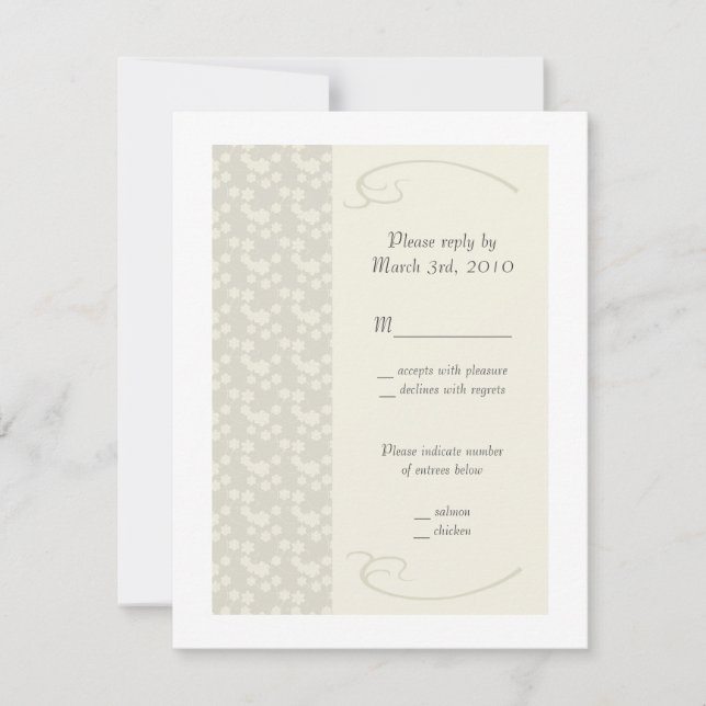 Cartes de réponse de mariage florales à la crème d (Devant)