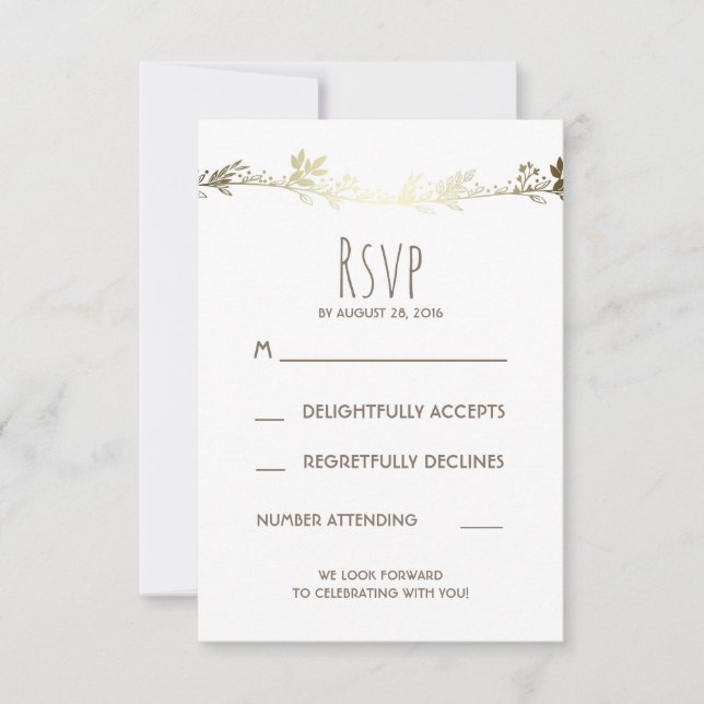 Cartes de réponse de mariage florales blanches et  (Devant)