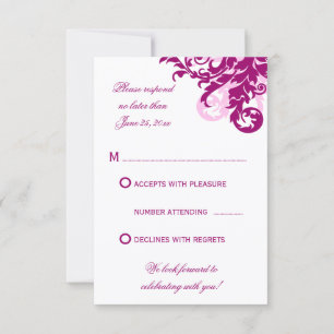 Cartes de réponse de mariage Flourish Magenta