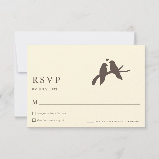 Cartes de réponse de mariage formelles ivoire oise (Devant)