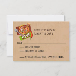 Cartes de réponse de mariage Fun Amour et Pizza