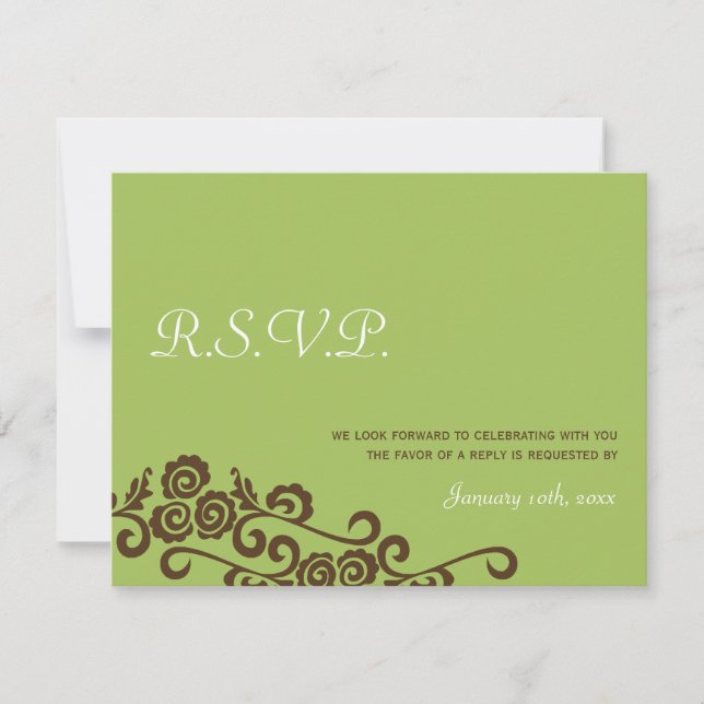 Cartes de réponse de mariage jardin d'oiseaux vert (Devant)