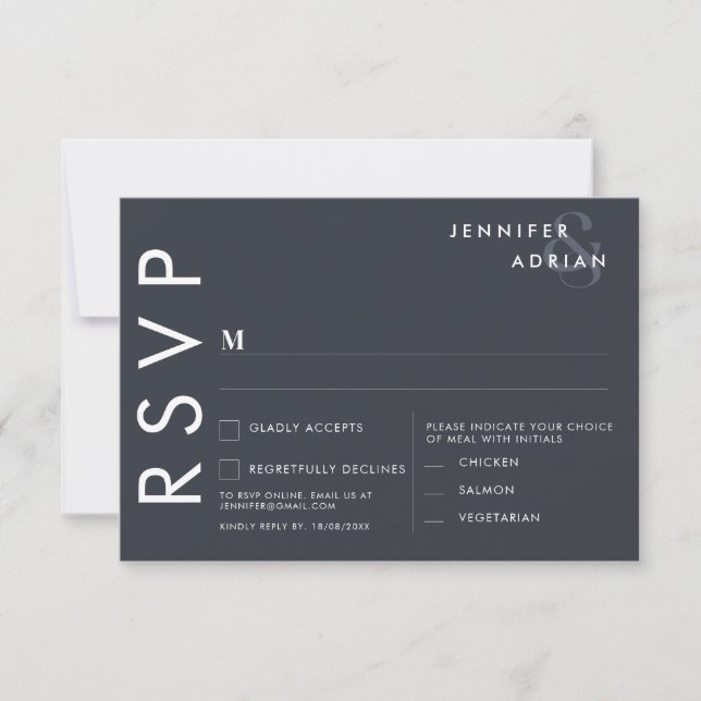 Cartes de réponse de mariage minimaliste (Devant)
