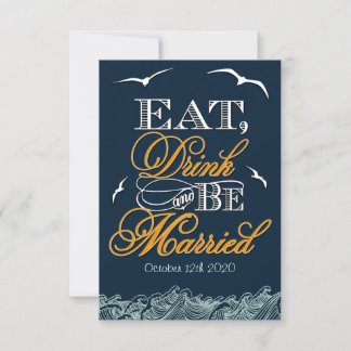 Cartes de réponse de mariage nautique bleu marine