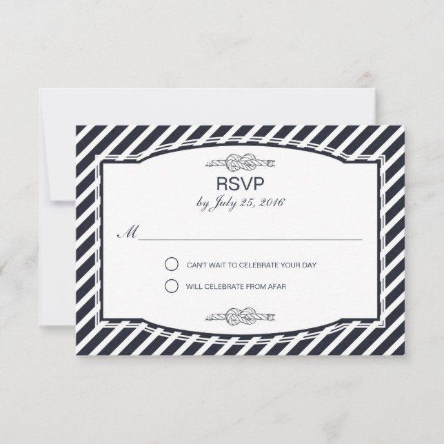 Cartes de réponse de mariage Navy Sailor's Knot (Devant)