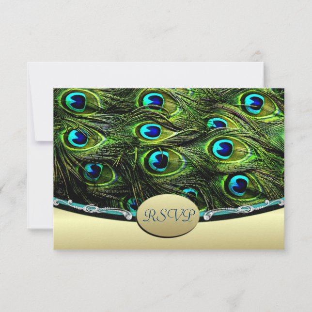 Cartes de réponse de mariage Peacock Wedding RSVP (Devant)