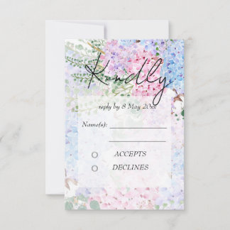 Cartes de réponse de mariage peintures d'hortensia