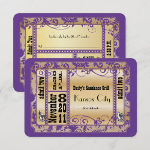 Cartes de réponse de mariage Purple and Gold Showb