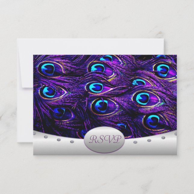 Cartes de réponse de mariage Purple Peacock Weddin (Devant)