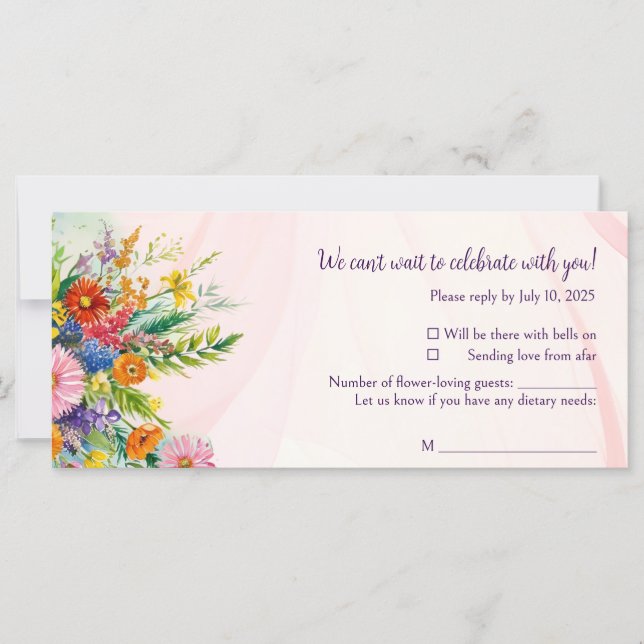 Cartes de réponse de mariage romantique du Fleur s (Devant)