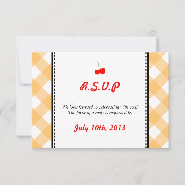 Cartes de réponse de mariage rustique à carreaux o (Devant)