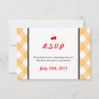 Cartes de réponse de mariage rustique à carreaux o